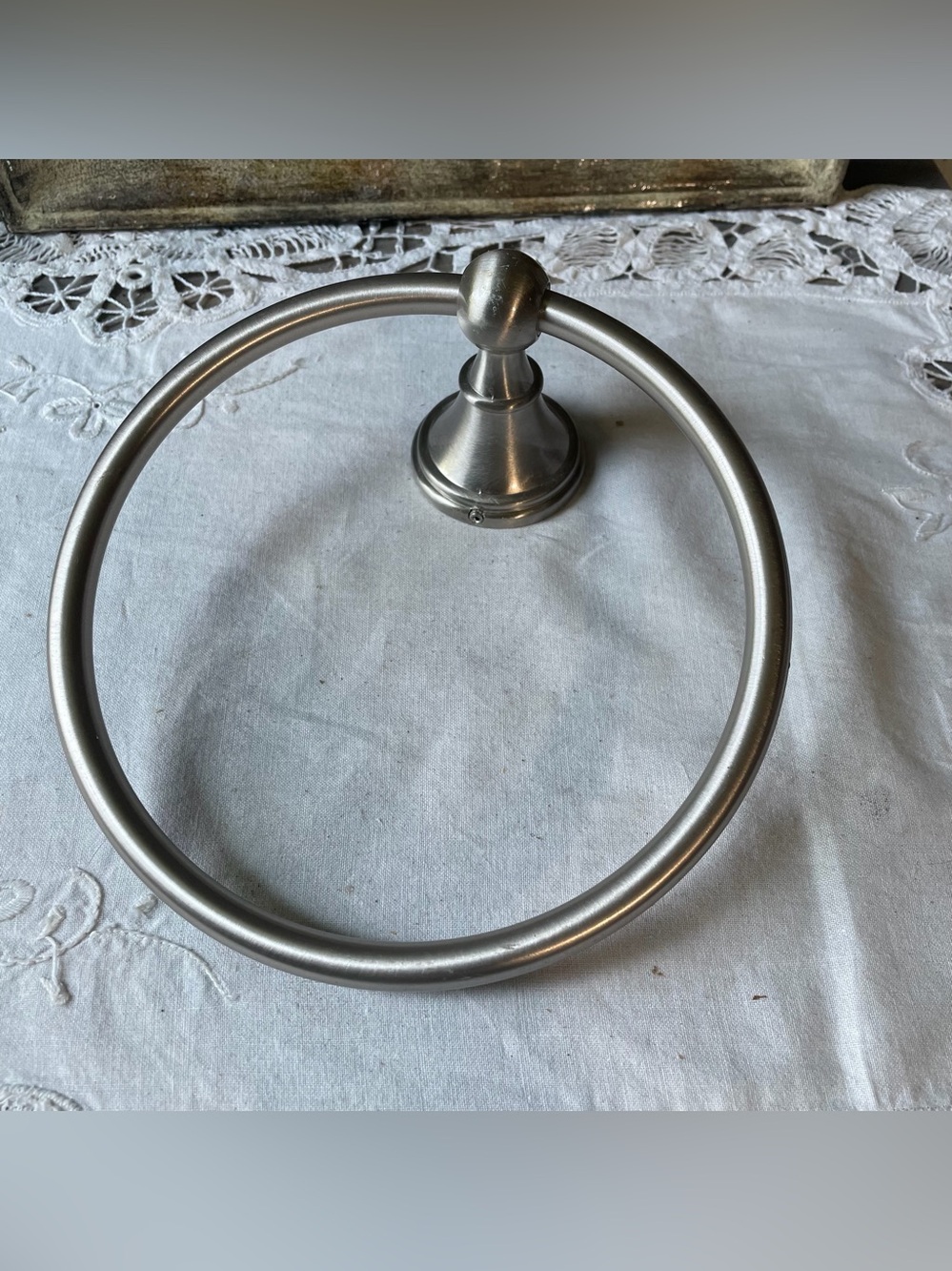 Silver ring towel rack